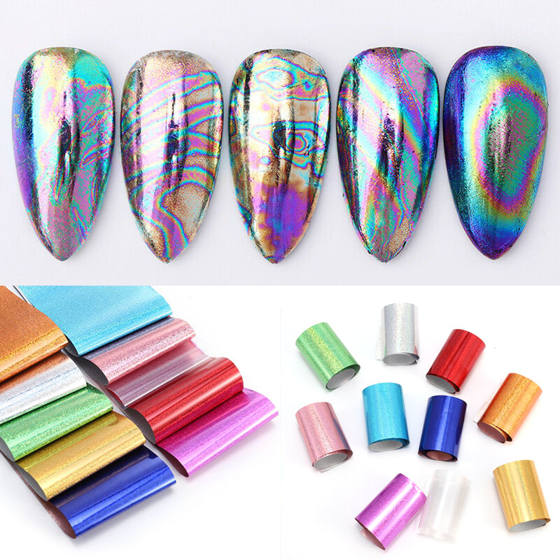 [Hàng mới về] 10 Miếng dán tráng gương trang trí móng tay nghệ thuật thủ công