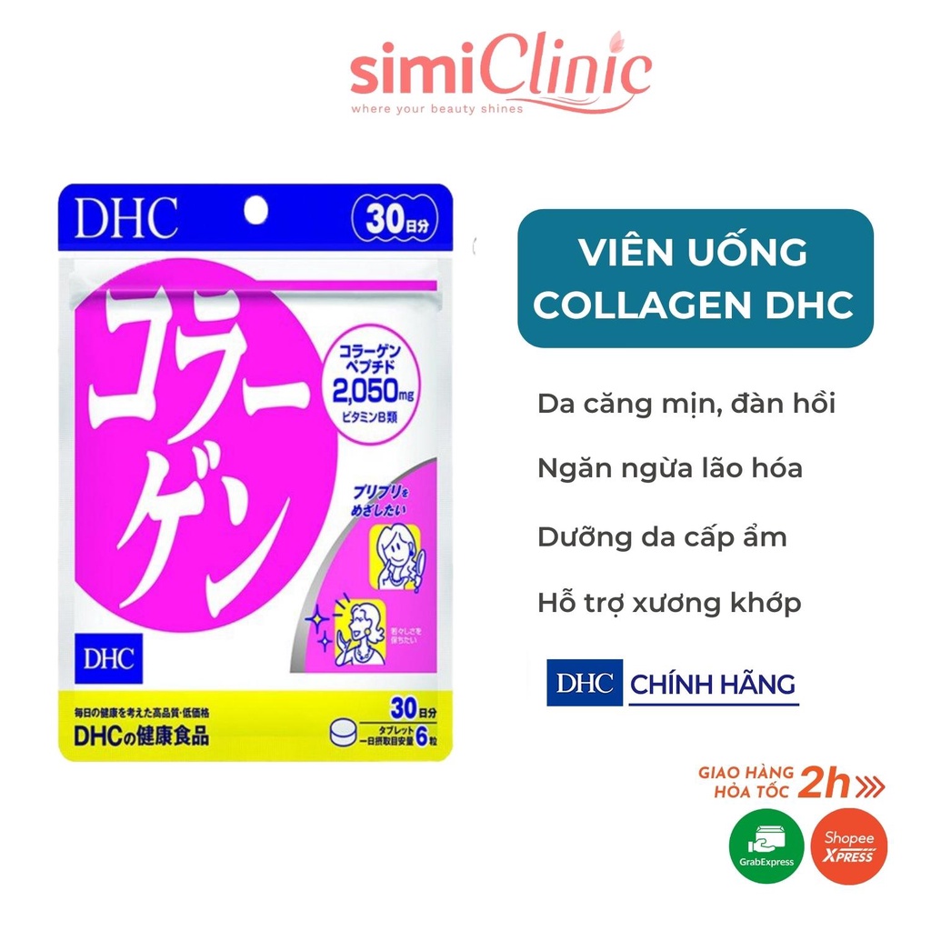 Viên uống Collagen DHC Nhật Bản chống lão hóa dưỡng da căng bóng mịn màng làm đẹp da mặt body toàn thân bổ sung canxi