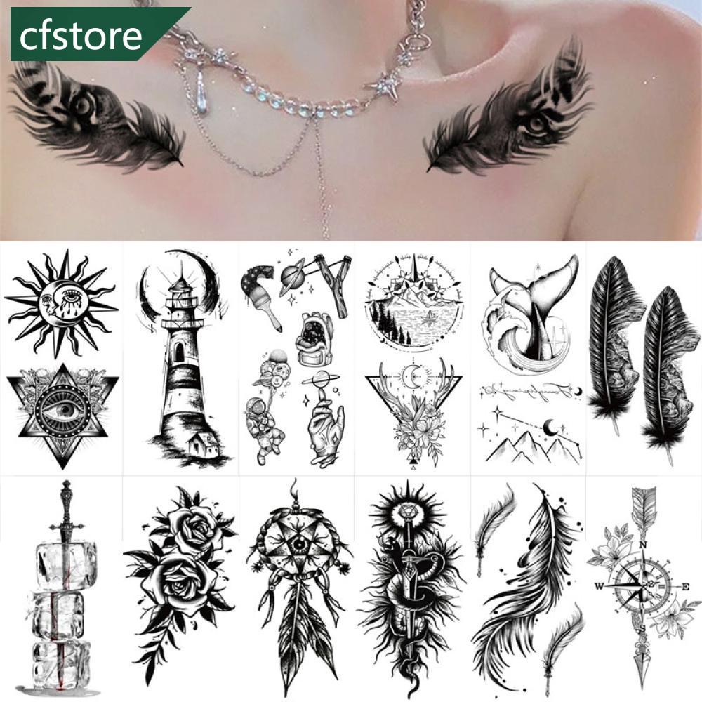 Hình Xăm Dán Tạm Thời Chống Nước Lâu Trôi Màu Đen Tươi Tắn Dành Cho Nam Và Nữ E4V6