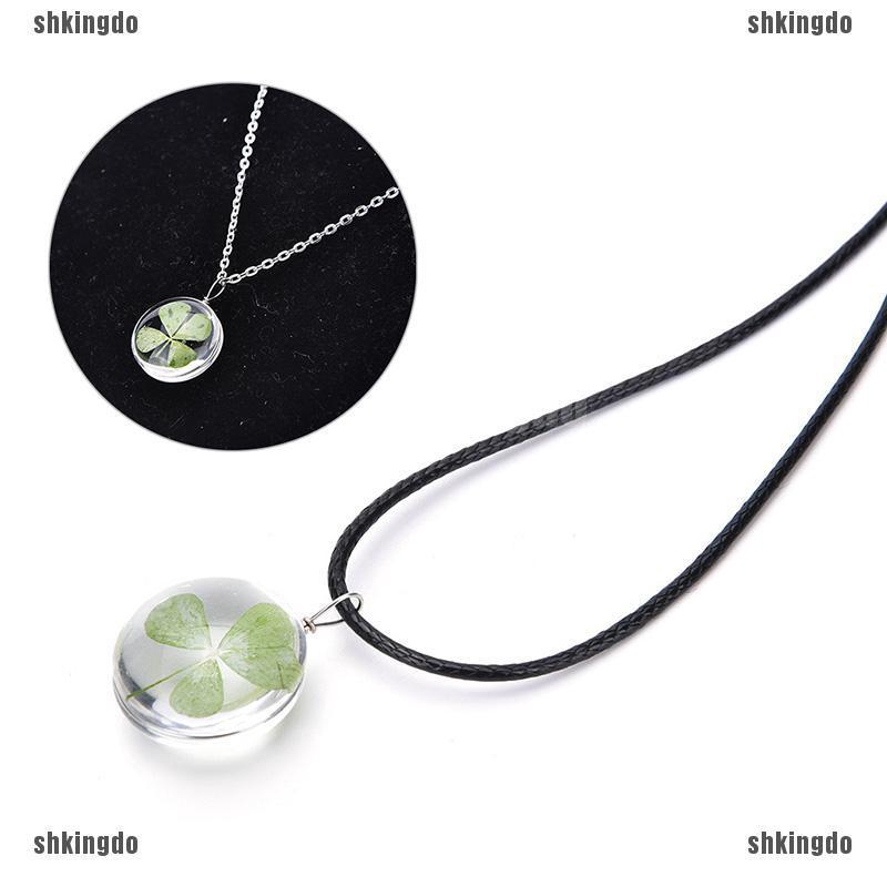 Dây Chuyền Mặt Cỏ 4 Lá Thuỷ Tinh Thời Trang Cho Phụ Nữ