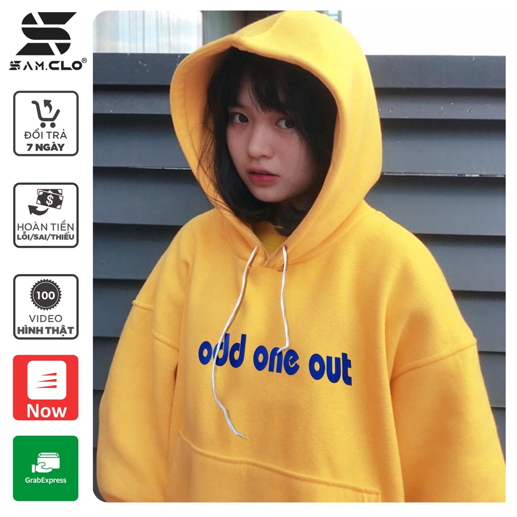 Áo khoác nỉ nữ SAM CLO hoodie chui có mũ NỈ 1 LỚP tay dài thu đông freesize dáng unisex in chữ ODD O