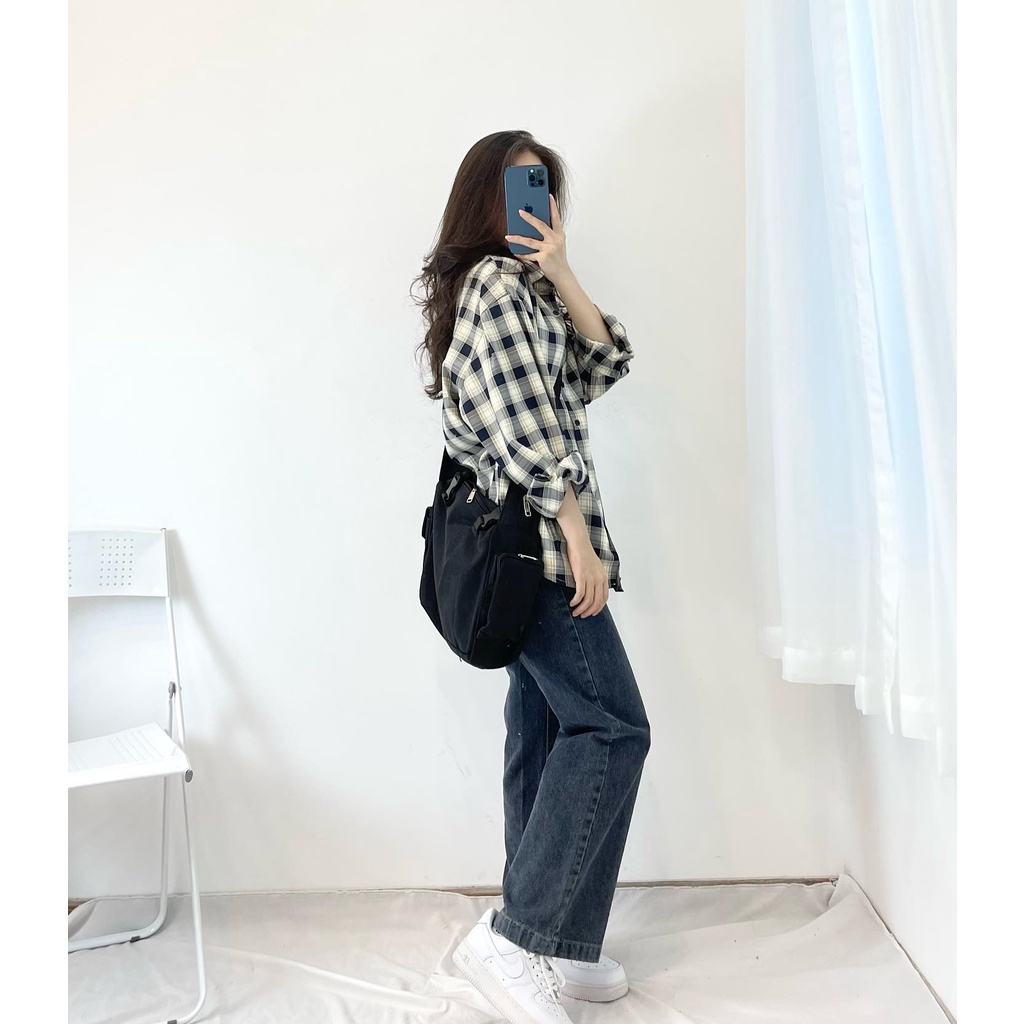 Áo sơ mi kẻ vuông to hàng quảng châu thời trang nữ Miho house | BigBuy360 - bigbuy360.vn