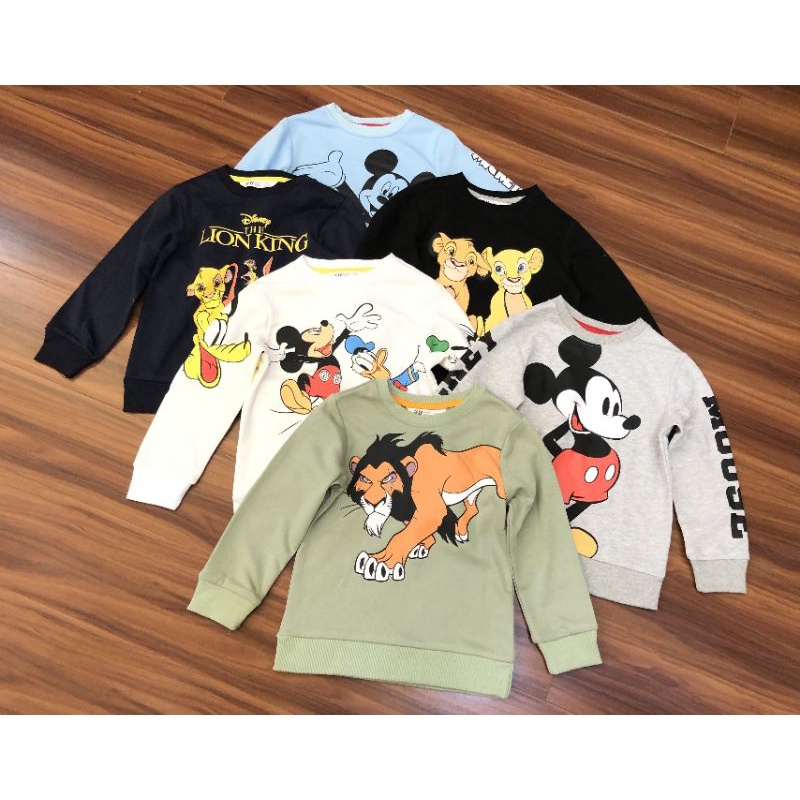 Áo nỉ hoạt hình HM cho bé trai 2-6t