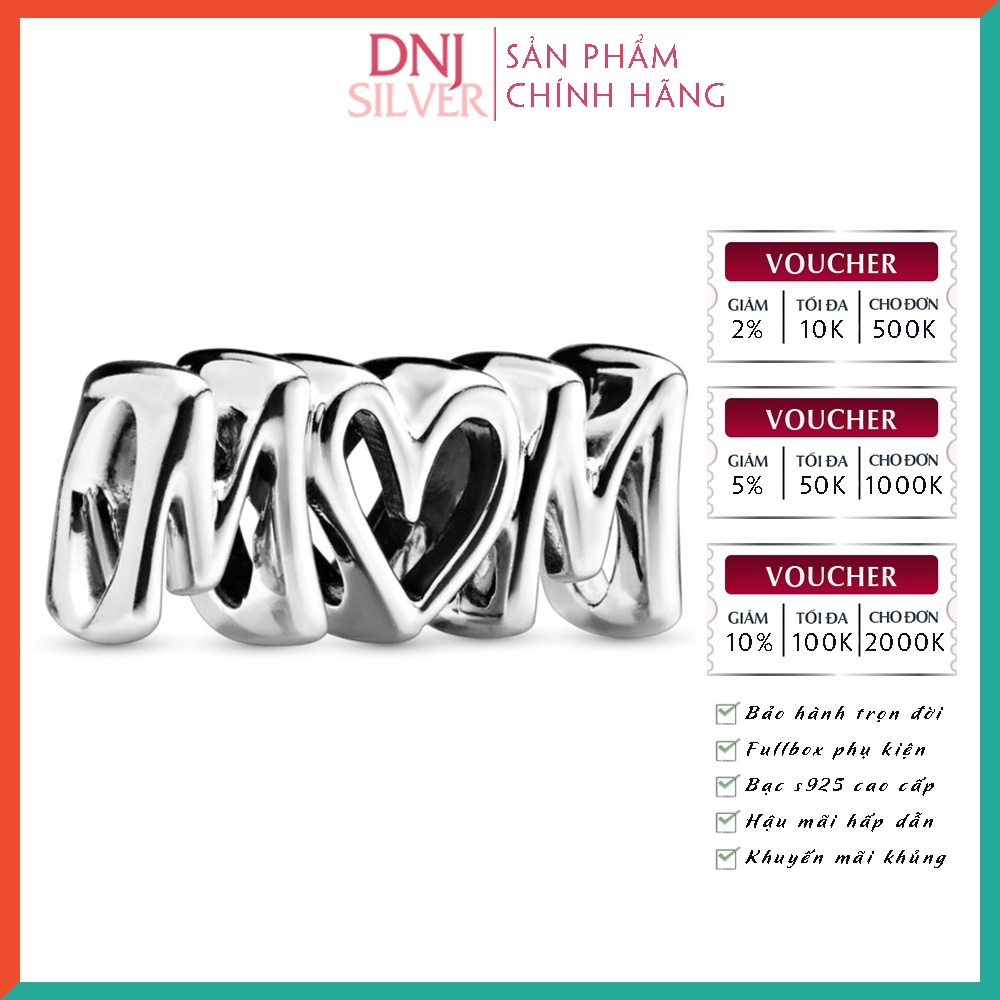Charm bạc 925 cao cấp, hàng chuẩn bạc - Charm Mum Script thích hợp để mix vòng tay charm - DN285