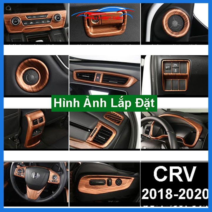 Ốp nội thất CRV 2018-2019-2020-2021-2022 vân Gỗ 19 chi tiết bảo vệ chống trầy xước và làm đẹp xe