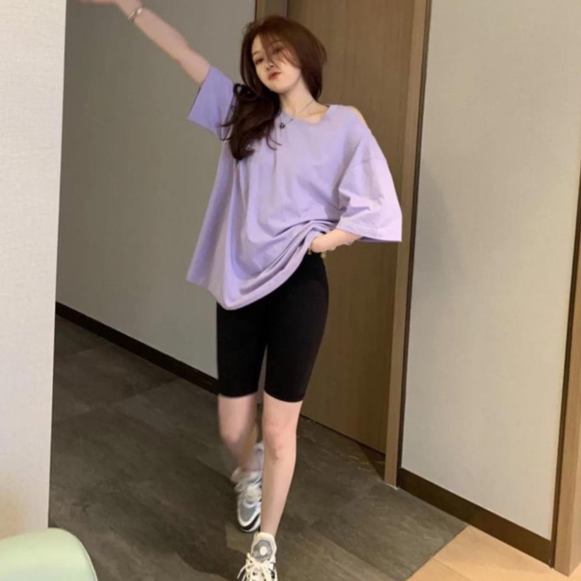 Quần legging nữ lửng vải cotton, biker nữ đùi ngố đồ mặc nhà dáng ôm bó lưng thun tập gym yogo co dãn 4 chiều