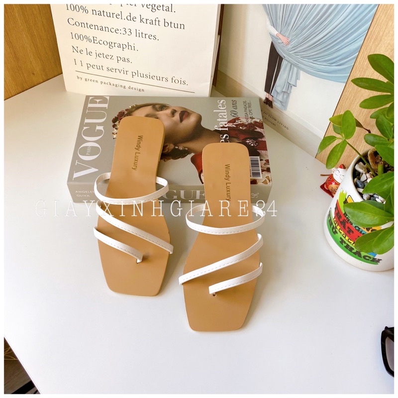 Dép kẹp nữ hot dây da mềm đế mặt tẩy