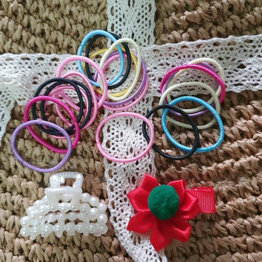 Set buộc tóc kèm kẹp mái, kẹp càng cua cho bé - 22 chi tiết