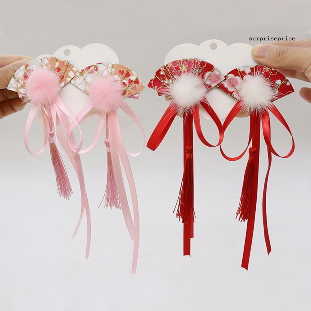 Cặp kẹp tóc tua rua phong cách Trung Quốc cổ điển thời trang cho bé gái