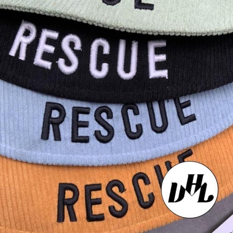 Mũ Bucket Cụp Nhung Tăm Thêu Vành Rescue Nhiều Màu Thời Trang Cao Cấp