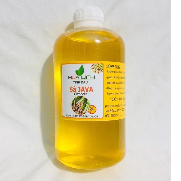 Tinh Dầu Sả Java Hoa Linh nguyên chất thơm phòng,khử mùi, đuổi muỗi 500ML