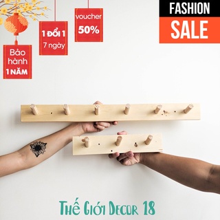 Móc treo đồ, móc treo quần áo gắn tường gỗ sồi decor