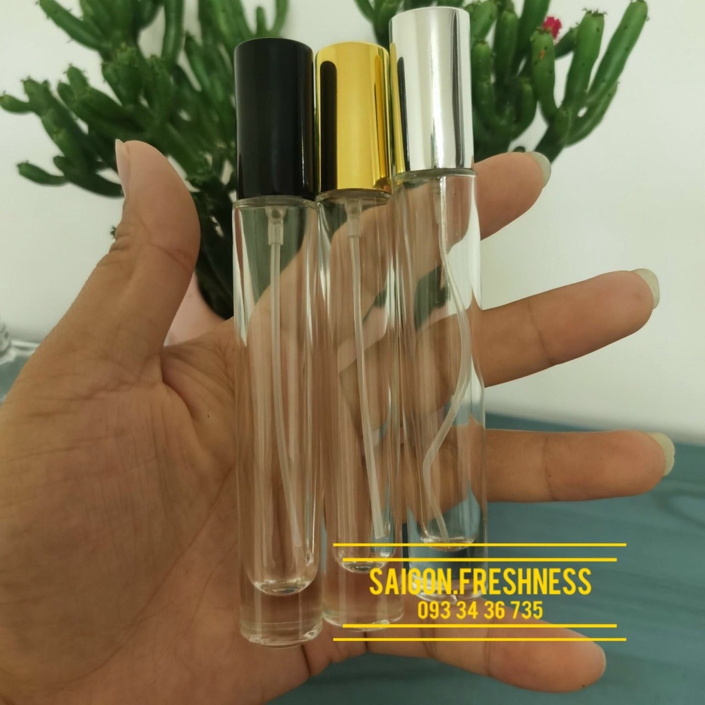 Chai lọ chiết nước hoa 10ml vuông dài, tròn dài, vỏ dày chiết nước hoa sang trọng