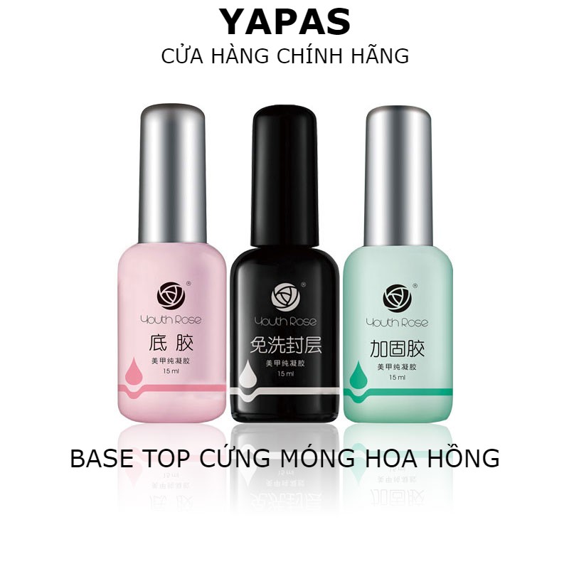 Base hoa hồng Youth Rose chính hãng, gel liên kết móng 15ml chuyên dụng cho dân làm móng