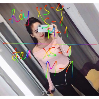 Áo trễ vai đen hồng