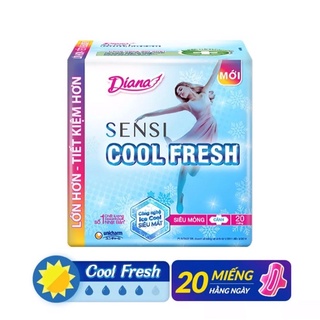 [GIÁ THÙNG 48 GÓI] Băng vệ sinh Diana SenSi Cool Fresh siêu mỏng cánh gói/8 miếng