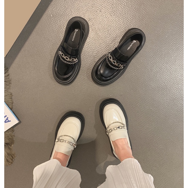 Giày Lười Da Phong Cách Retro Nhật Bản 2022 Hợp Mùa Xuân Thu Cho Nữ