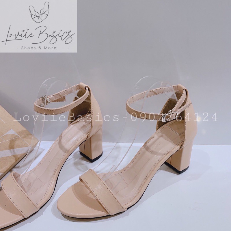 [Mã SKAMFSW175 giảm 10K đơn 50K] SANDAL CAO GÓT LOVIIE BASICS - GIÀY CAO GÓT CÔNG SỞ ĐẾ VUÔNG 7 PHÂN BÍT HẬU G210509