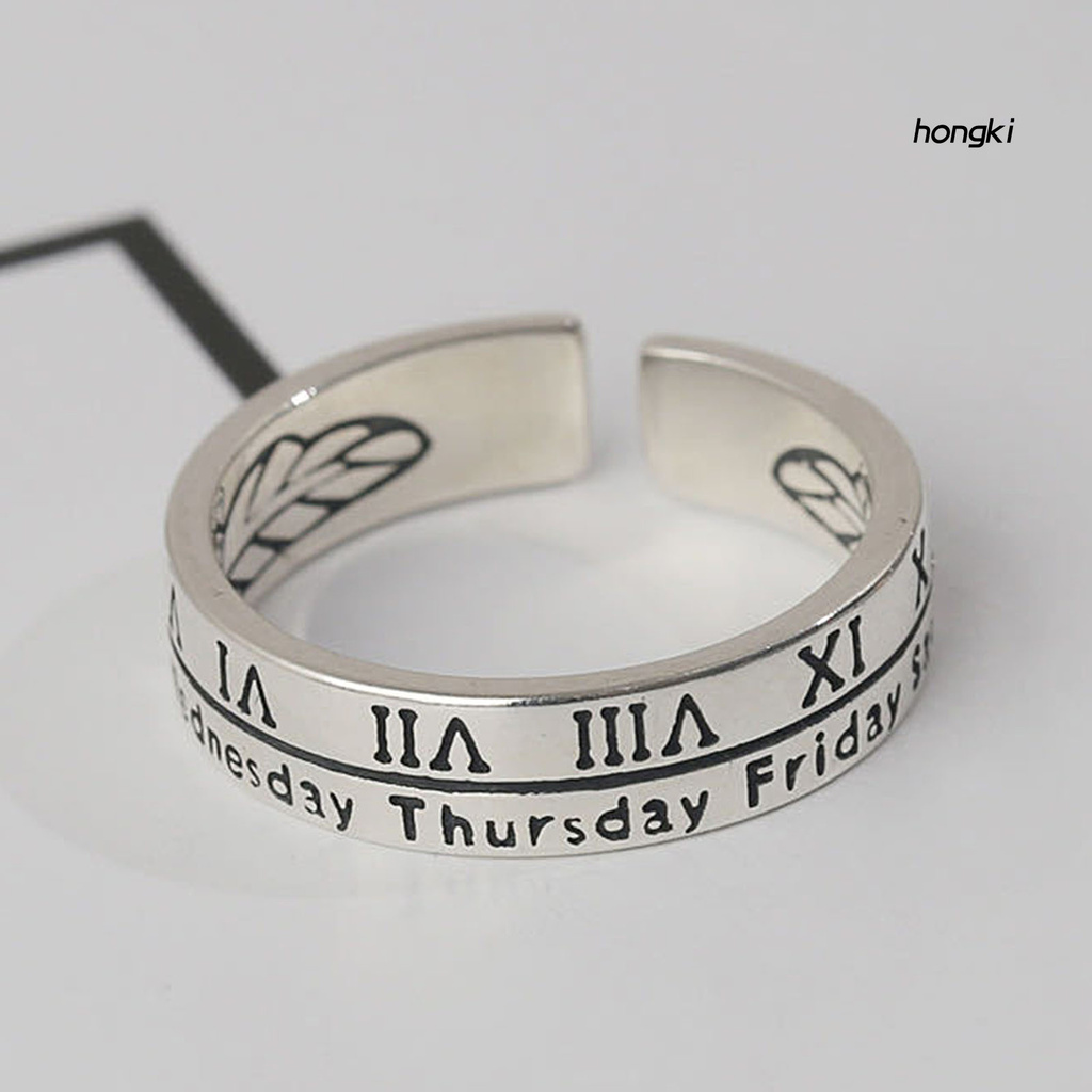Nhẫn Hở Khắc Chữ Số La Mã Phong Cách Retro