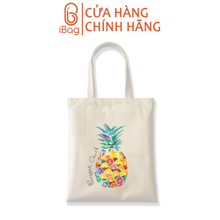 Túi tote vải canvas IBAG nữ phong cách ulzzang dáng unisex in hình trái dứa N042