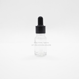Chai đựng tinh dầu 10ml Serum trong suốt - Nắp bóp đen trơn ( LOẠI ĐẸP )