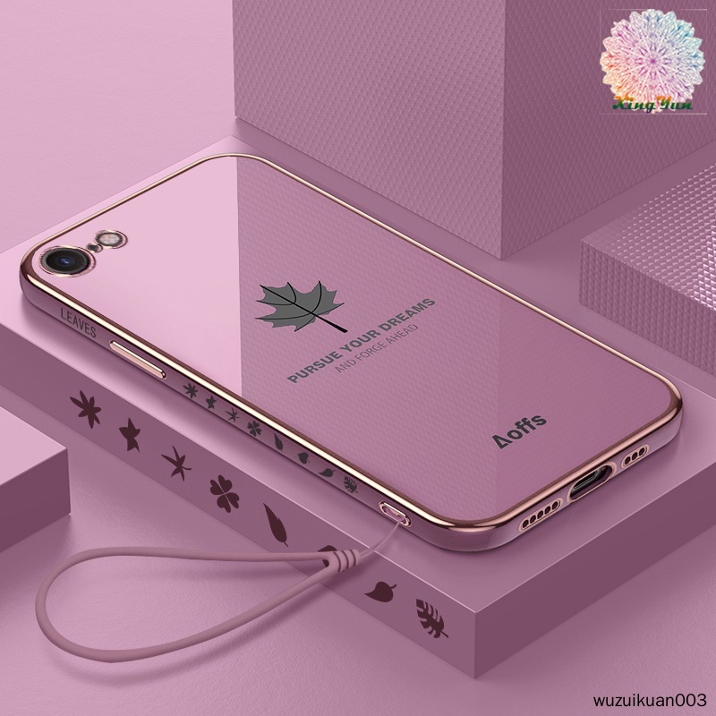 Ốp Điện Thoại Mềm Họa Tiết Lá Phong Có Dây Đeo Cho iPhone 7 8 6S 6 Plus XS MAX XR XS X 8 7 6 6S SE2020