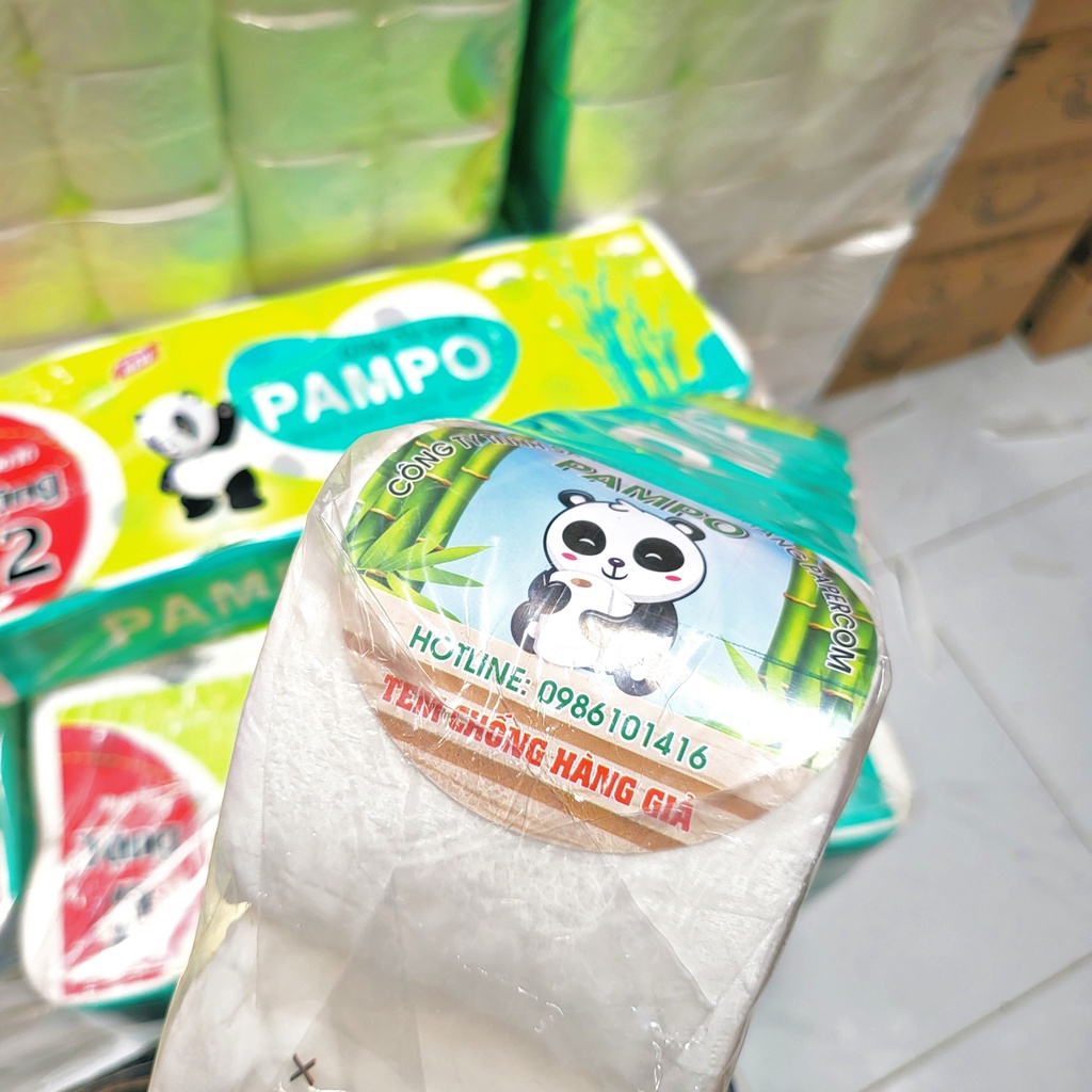 Lốc 12 Cuộn Giấy Vệ Sinh Có Lõi Cao Cấp PAMPO 1.6KG