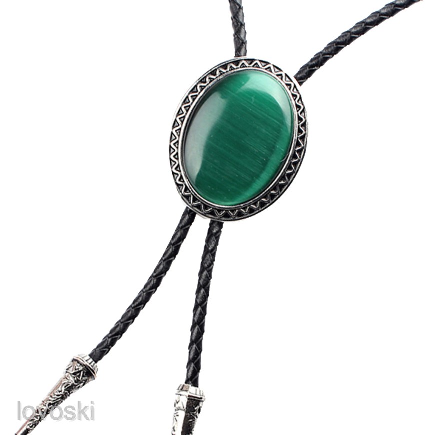 Cà Vạt Da Mặt Đá Opal Xanh Đen Tự Nhiên Phong Cách Cao Bồi