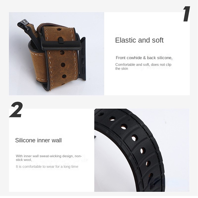 Dây Đeo Bằng Silicone Họa Tiết Da Ngựa Cho Đồng Hồ Thông Minh Apple watch Series 7 4 5 6 SE 38mm 40mm 41mm 42mm 44mm 45mm
