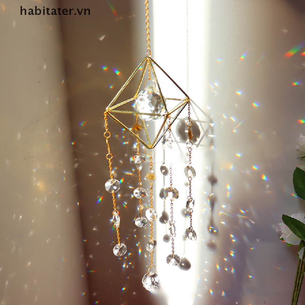 Chuông Gió Đính Hạt Pha Lê Nhiều Màu Hình Mặt Trời