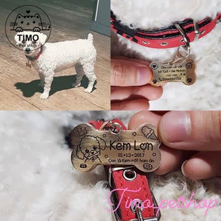 [COMBO] Bảng tên chó mèo, thú cưng inox + Dây da (Tặng kèm chuông)