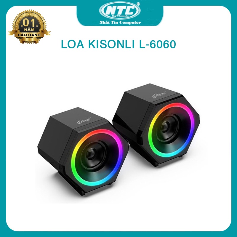 Loa vi tính 2.0 Kisonli L-6060 led RGB cực đẹp (đen) HÃNG PHÂN PHỐI CHÍNH THỨC - Nhất Tín Computer