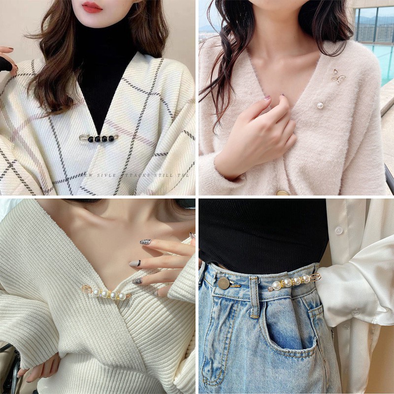 Ghim cài thắt lưng trang phục bằng kim loại đính ngọc trai thời trang cho nữ trâm ghim nhỏ