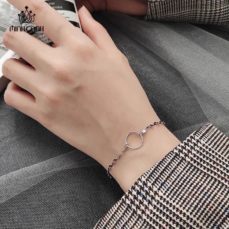 Lắc Tay Bạc Nữ Dạng Mắt Xích Hoạt Tiết Hình Tròn - Minh Canh Jewelry