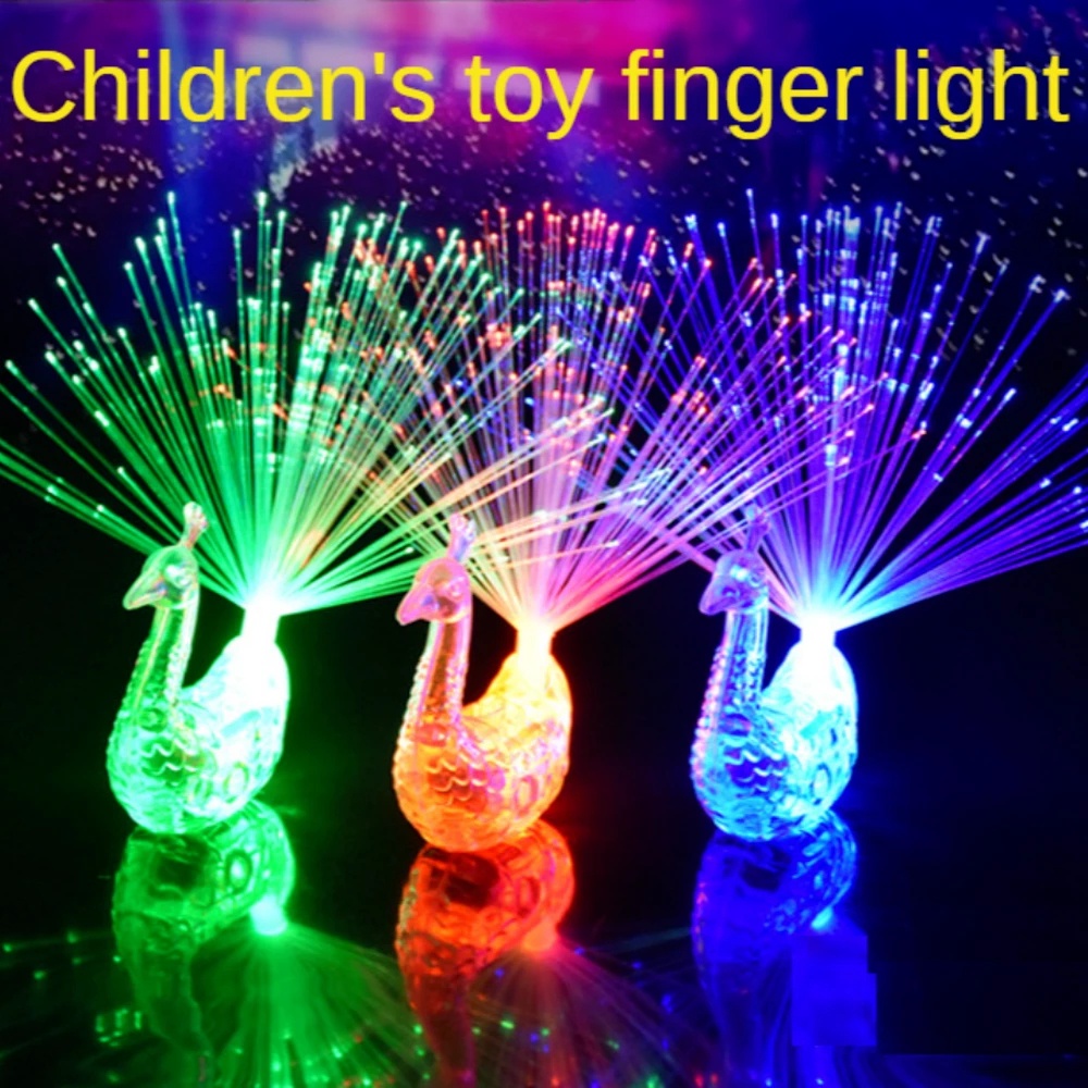 1 Nhẫn Hình Chim Công Có Đèn LED Phát Sáng Nhiều Màu Cho Bé