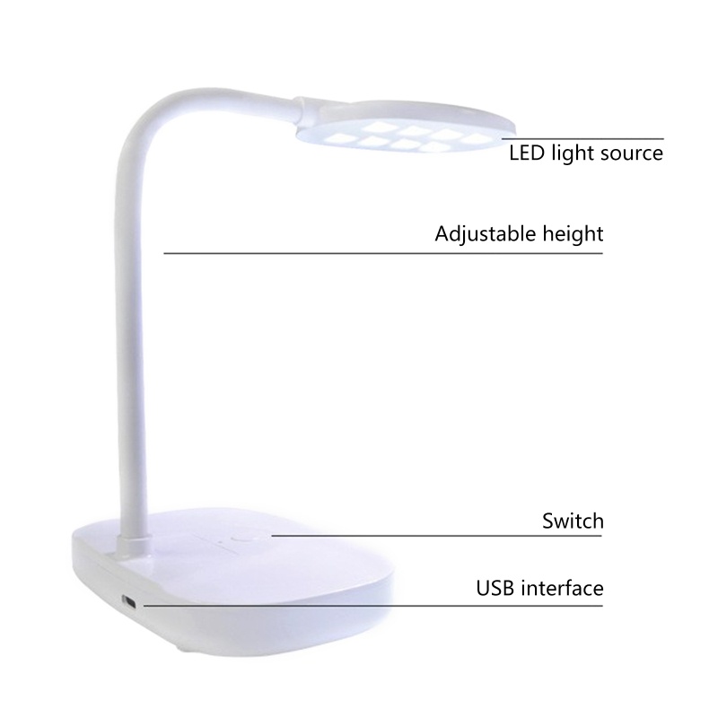 Sa Đèn lED 12W Làm Khô Sơn Móng Tay Nhanh Chóng Có Thể Điều Chỉnh Độ Cao Sạc USB