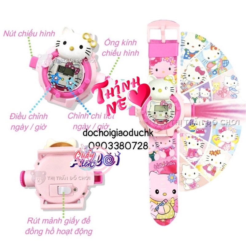 Đồ Đồng hồ đeo tay chiếu tường hinh 3D hello kitty