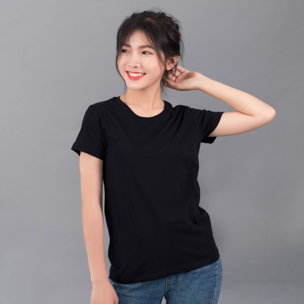 Áo Thun Đen Trơn Unisex, Thun Cotton Co Dãn Thoải Mái