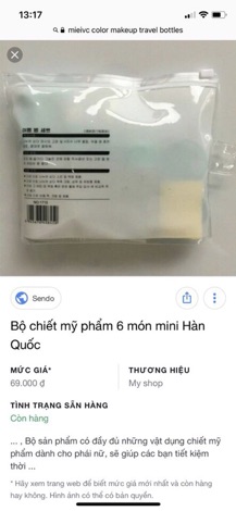 BỘ CHIẾT MỸ PHẨM 6 MÓN HÀN QUỐC