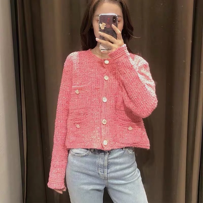 Áo cardigan tweed dài tay Z*ra mẫu mới 2021