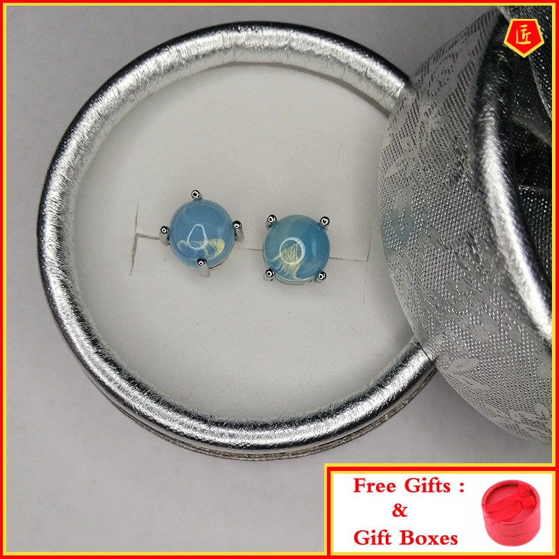 Bông Tai Đính Đá Sapphire Đơn Giản Phong Cách Retro