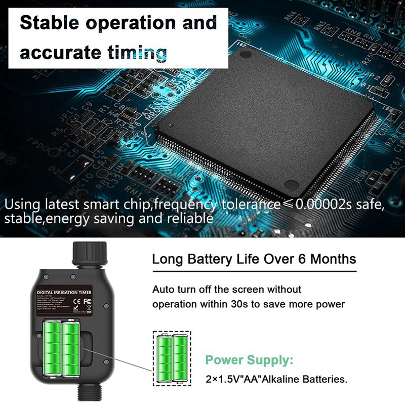 Đồng Hồ Hẹn Giờ Tưới Nước Tự Động Màn Hình LCD Lớn 3 Lập Trình Riêng Biệt