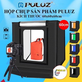 Hộp Chụp Hình Ảnh Sản Phẩm PULUZ 60x60 cm có 3 Màu Đèn Led Siêu Sáng + Tặng kèm 6 phông nền