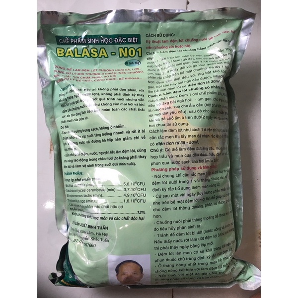 BALASA gói 1kg đệm lót sinh học sử lý phân giảm mùi hôi gia súc, gia cầm.