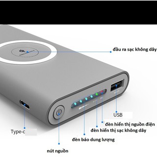 Sạc Dự Phòng Không Dây Chuẩn QI Dung Lượng 10000mAh [Giá sỉ]