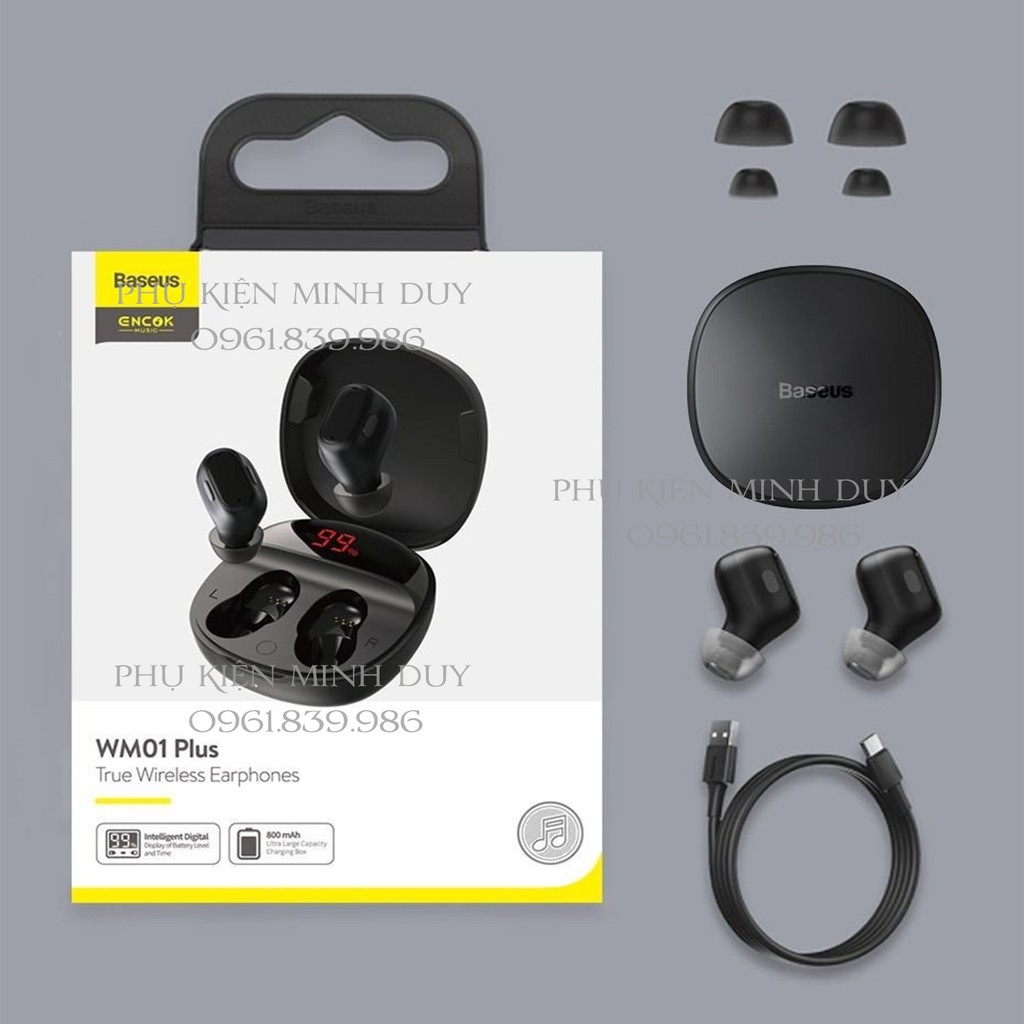 Tai nghe không dây TWS Baseus Encok True Wireless Earphones WM01 Plus (Stereo Earbuds, Touch Control, Noise Cancel) ❤