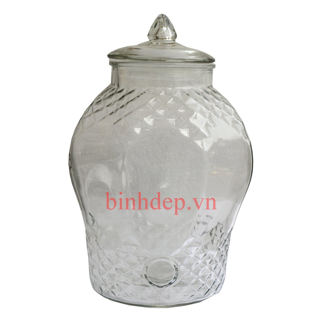 Bình thuỷ tinh ngâm rượu 10 lít kiểu dáng kim cương