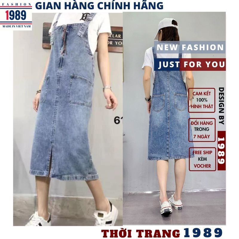 (QUÀ TẶNG LÀ NƯỚC XẢ VẢI)Yếm Váy Jeans Nữ 🌺Chất Bò Phối 2 Túi Trước Kèm Dây Kéo Mang Phong Cách Hàn Quốc 2021 ,TIỆM 1989 | BigBuy360 - bigbuy360.vn
