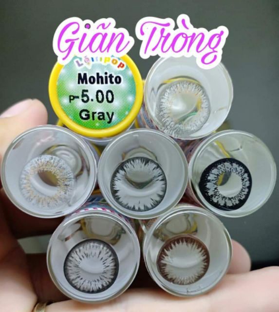 Contact lens /Kính áp tròng - GRAY 1.0 - 8.0 độ tặng kèm khây dụng cụ