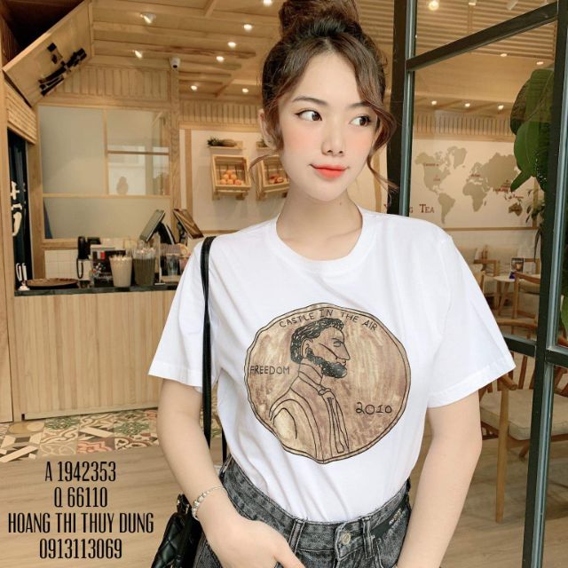 Áo phông cá tính năng động. Hàng chất cotton mịn đẹp phom 55kg trở về mặc vừa. Giá lẻ cực sốc k mua tiếc nha các chị e